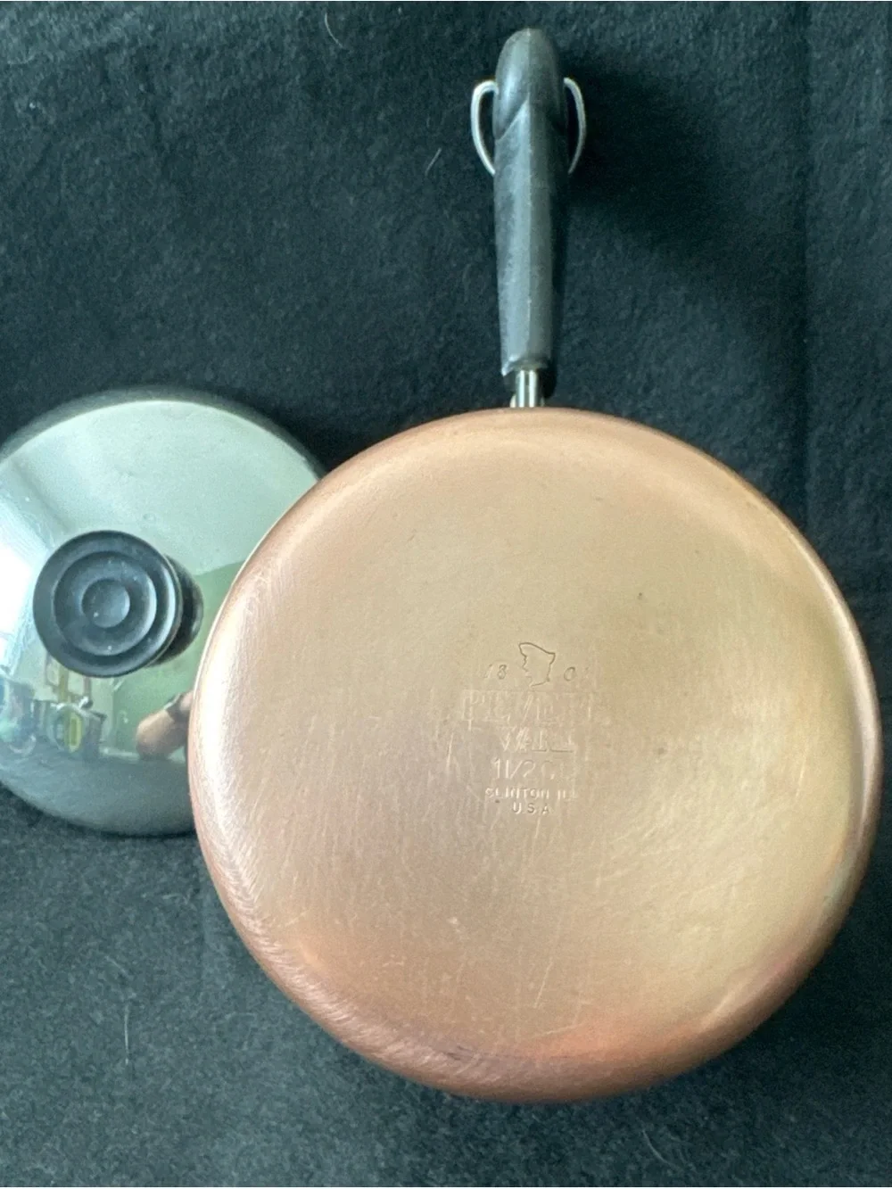 Vintage Revere Ware Sauce Pan Pot 1.5 QT Copper Bottom Clinton, IL USA W/Lid